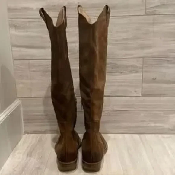 Free People Rue Brown Suede Slouch Western Boots Knee High EU 38 US 8 NWOB - Picture 5 of 14